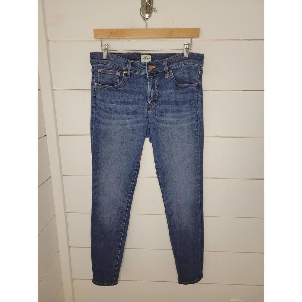 J Crew size 29 blue lightly distressed 8" toothpick denim jeans